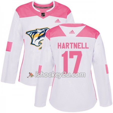 Dame NHL Nashville Predators Trøje Scott Hartnell 17 Adidas 2017-2018 Hvid Lyserød Fashion Authentic